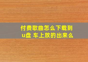 付费歌曲怎么下载到u盘 车上放的出来么